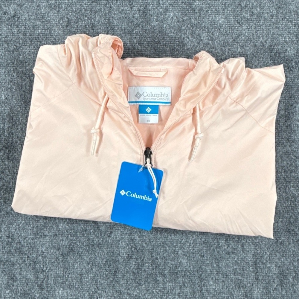 Columbia Sweet Maple Jacket Womens 3X Pink Hooded Rain Windbreaker NWT